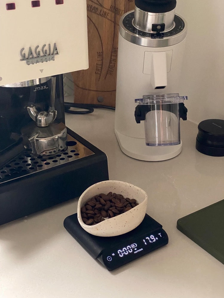 Handmade ceramic coffee measuring tray